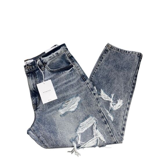 Kancan high waisted relaxed thigh tapered leg mom jeans distressed size 11 new - Picture 14 of 14